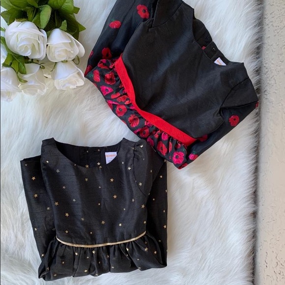 2 Gymboree black dresses. 1 black shine cardigan - Picture 2 of 10